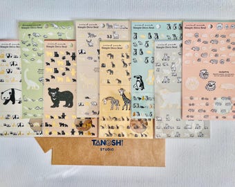 Animal Parade Sticker Sheets  Made in Japan Gold Foil Paper For Scrapbooking, Journaling, Planning, Decorating, Envelope Seal