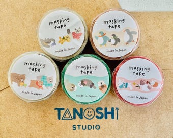 Hokkori Washi Tape 18mm Japanese Washi By Mind Wave For Scrapbooking Journaling Lettering Gift Decor Penguin Otters Cat Rabbit Bear
