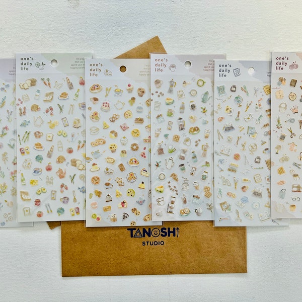 One's Daily Life Sticker Sheets by Mind Wave Cute Kawaii Flower Sweets Coffee Food Stationery Sewing Small Gold Foil Aesthetic Tiny Stickers