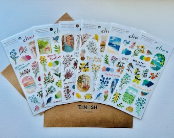 Clima Sticker Sheets by Mind Wave Cute Kawaii Flowers Bird For Scrapbooking, Journaling, Planning, Decorating, Scheduling, Bujo essential