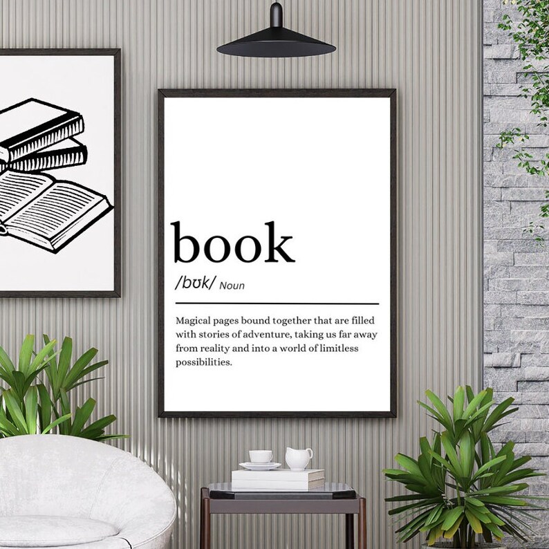 Book Definition Digital Download PDF Reading Corner Wall Art Etsy