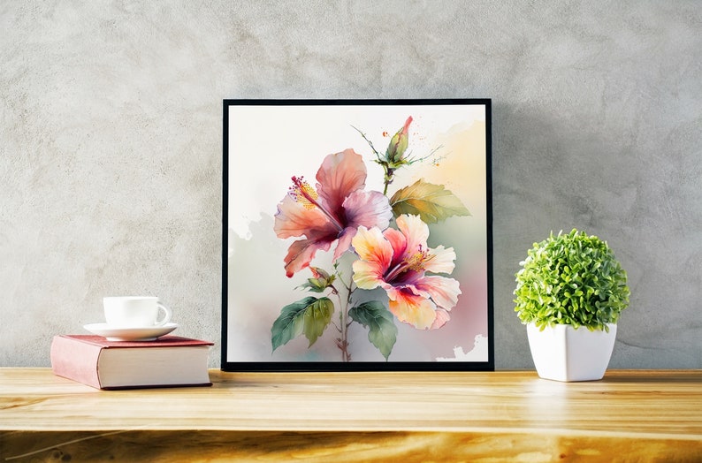 Red Hibiscus Flower Watercolor Painting Tropical Flower - Etsy