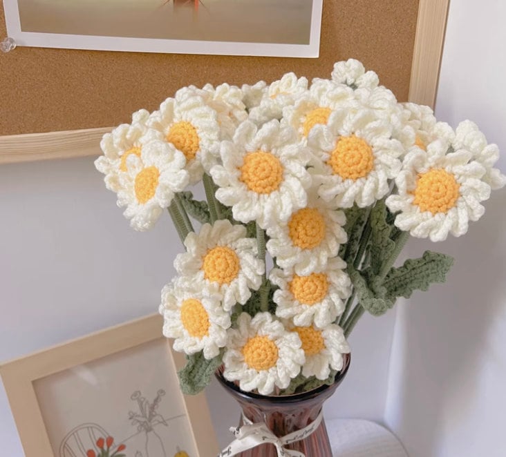 Crochet Daisy Flowers Crochet Sunflower Bouquet graduation Flower gift