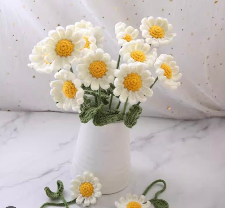 Crochet Daisy Flowers Crochet Sunflower Bouquet graduation Flower gift