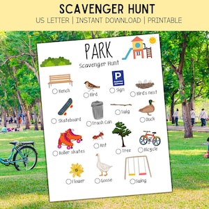 Park Scavenger Hunt Printable | Outdoor Activity for Kids | Kids Park Party Game | Scavenger Hunt for Kids and Adults | Digital Download