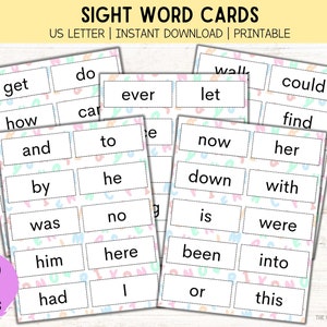 140 Sight Word Flashcards | Preschool | Kindergarten | Homeschool Printable | Digital Download