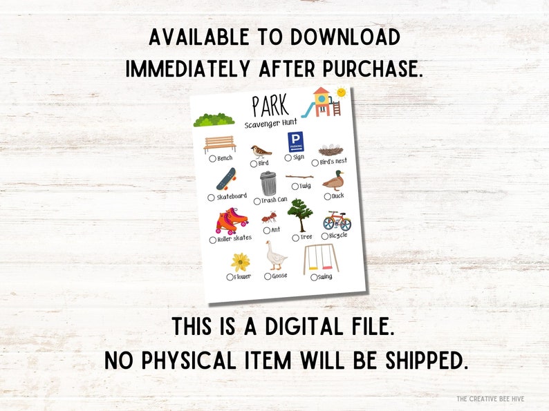 Park Scavenger Hunt Printable | Outdoor Activity for Kids | Kids Park Party Game | Scavenger ...