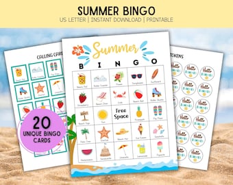 Printable Summer Bingo Game | Summer Activity for Kids | Printable Party Game | Summer Activity | Summer Birthday | Digital Download