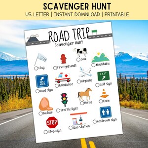 Road Trip Scavenger Hunt Printable | Activity for Kids | Road Trip Game | Digital Download