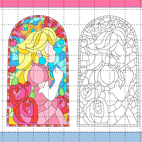 Peach stained glass svg mario movie Etsy.de
