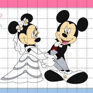 Mickey and Minnie Wedding High Quality PNG Bride & Groom (Perfect for stickers)