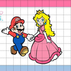 Mario & Princess Peach Holding Hands PNG