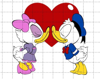ドナルドとデイジーのちびキス 高品質 PNG カラー & アウトライン
