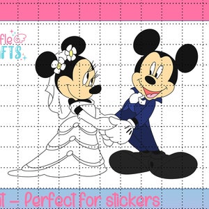 Mickey and Minnie Wedding High Quality PNG Bride & Groom Navy (Perfect for stickers)