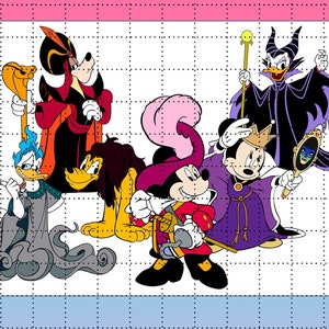 Halloween Fab 5 Villains Mickey Minnie Donald Daisy Goofy Pluto As Villains - PNG (Colour/Black & White) Jafar Maleficent Scar Hook Queen