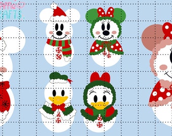 Mickey Minnie Donald Daisy Snowmen - PNG (Variety Of Colour Combinations)