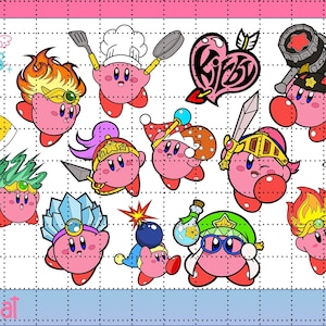 Kirby Ability Bundle PNG Mage Fire Ice Sword Hammer Plasma Cutter Beam Ninja Bomb