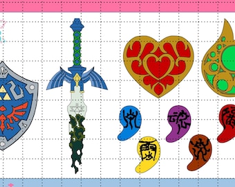 Legend of Zelda Tears of the Kingdom PNG-paket Färg/Svartvitt Master Sword