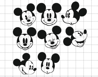 Mickey Head Face Emotions SVG & PNG