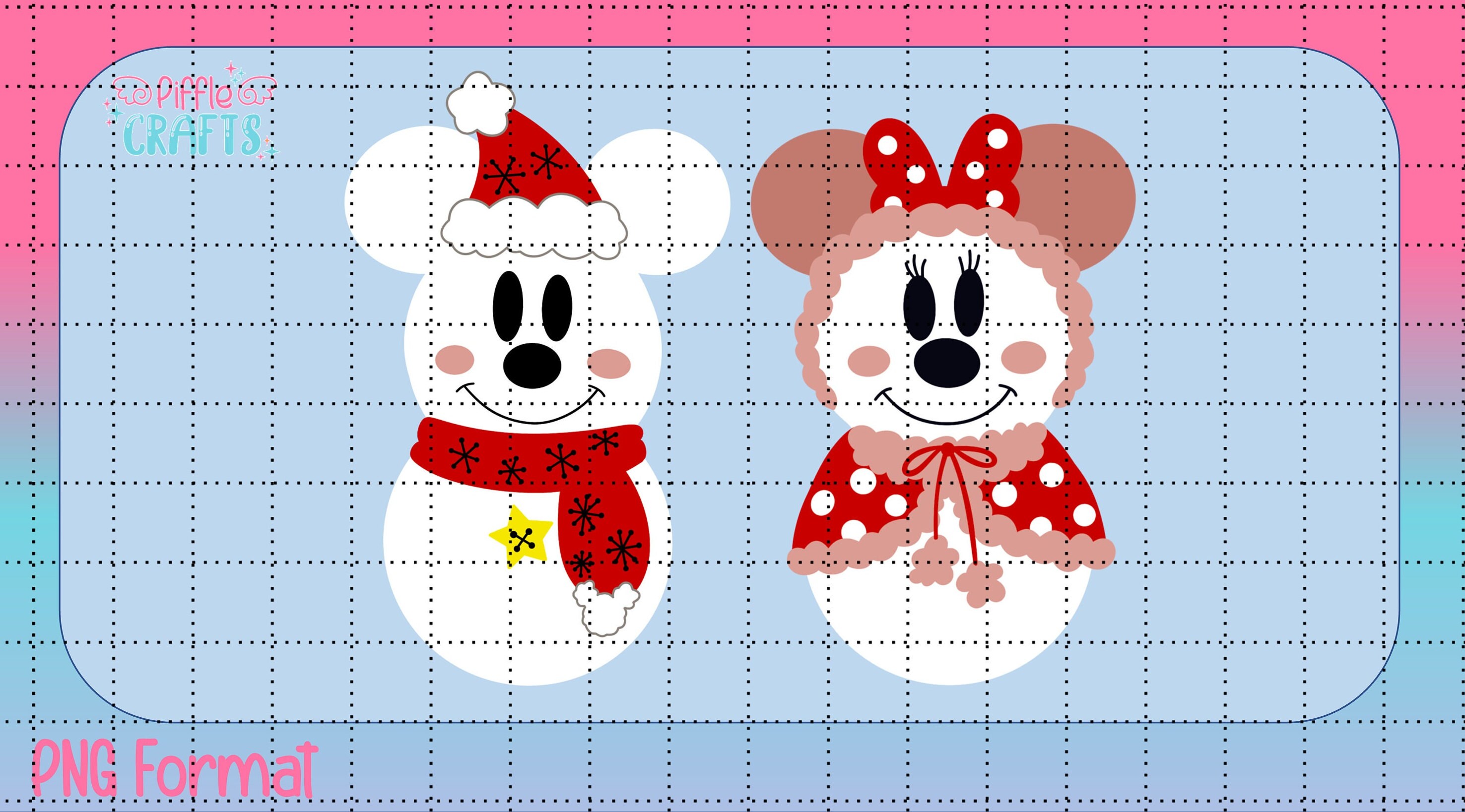 ミッキー、ミニー、ドナルド、デイジー、雪だるま、クリスマス - SVG