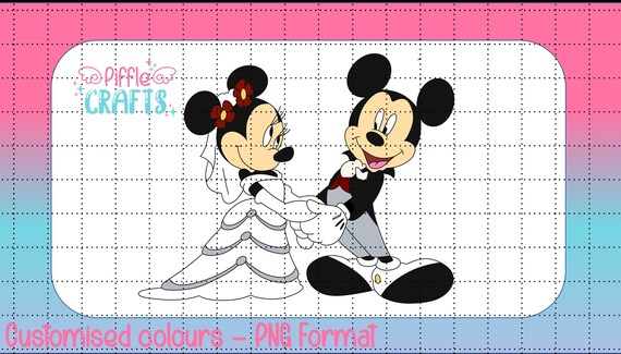 Mickey and Minnie Wedding High Quality PNG Bride & Groom White/red