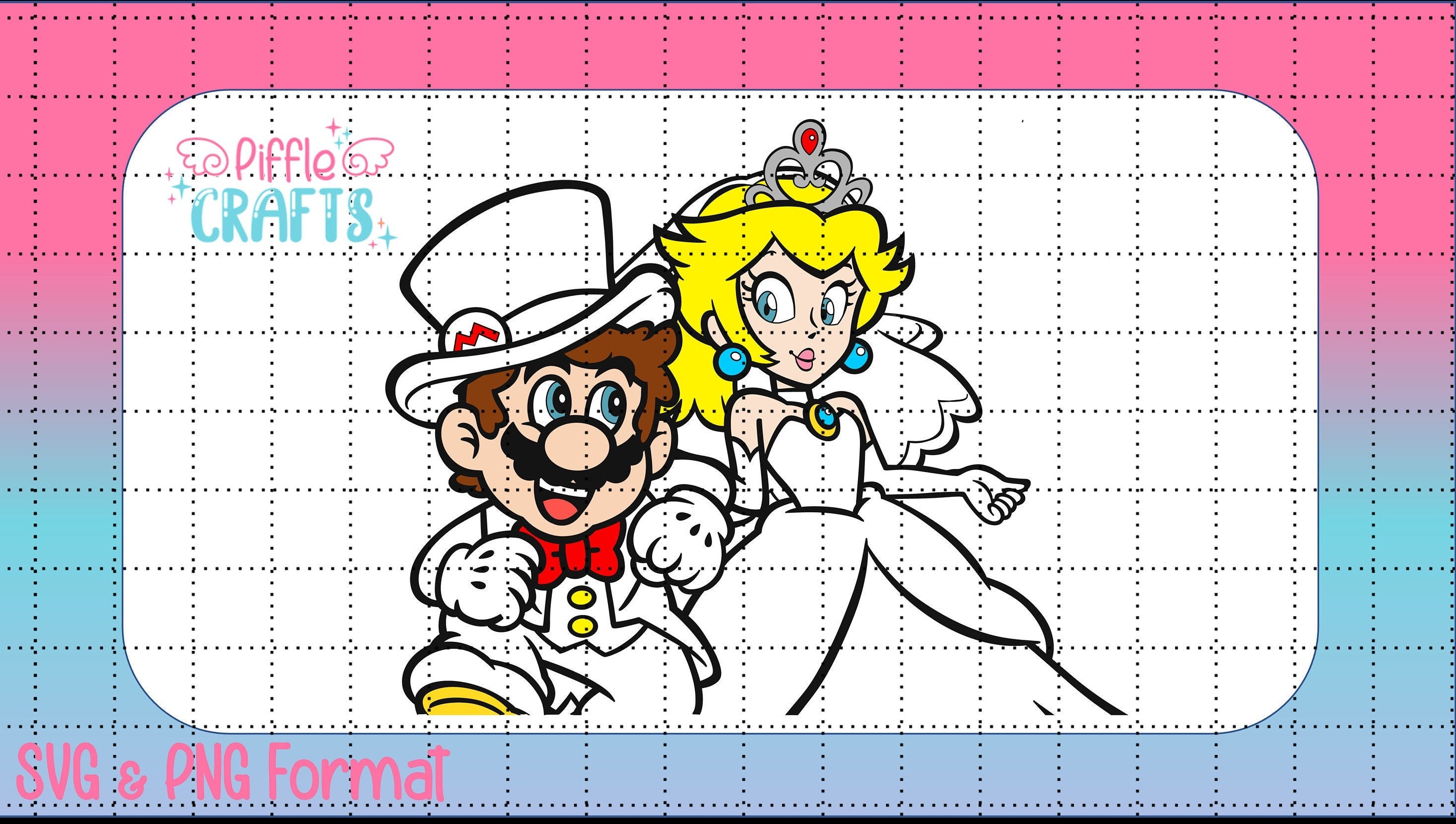 Mario & Princess Peach Wedding SVG PNG Color Black/white - Etsy