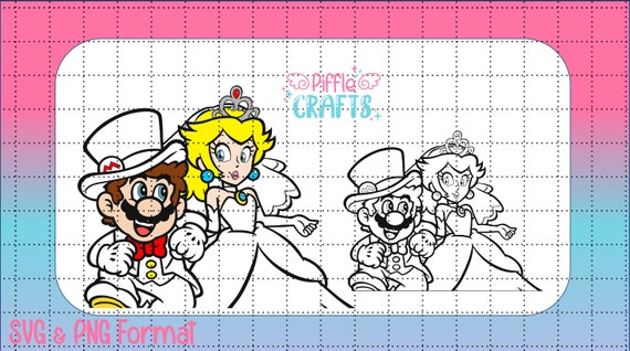Mario & Princess Peach Wedding SVG PNG Color Black/white - Etsy