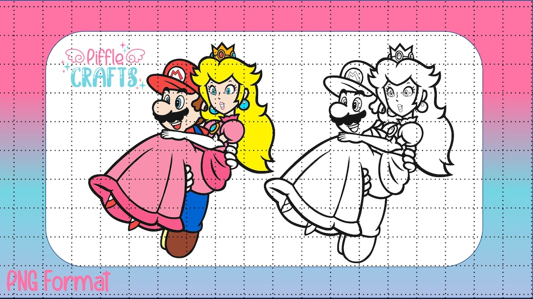 Mario &amp; Princess Peach PNG - Etsy