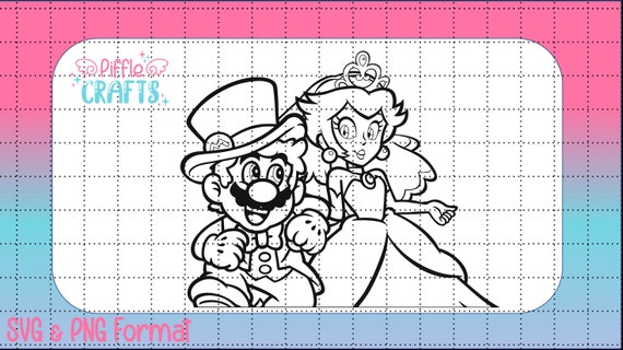Mario & Princess Peach Wedding SVG PNG Color Black/white - Etsy