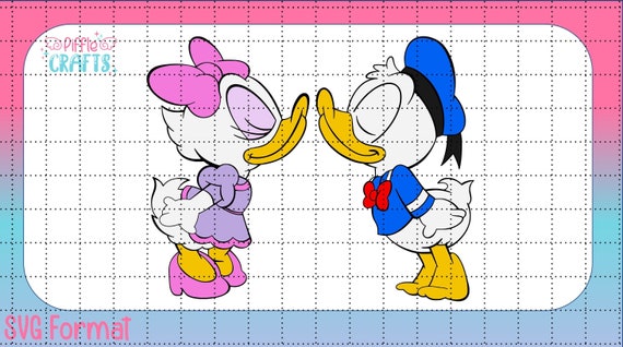 Donald and Daisy Chibi Kiss High Quality SVG & PNG Colour and