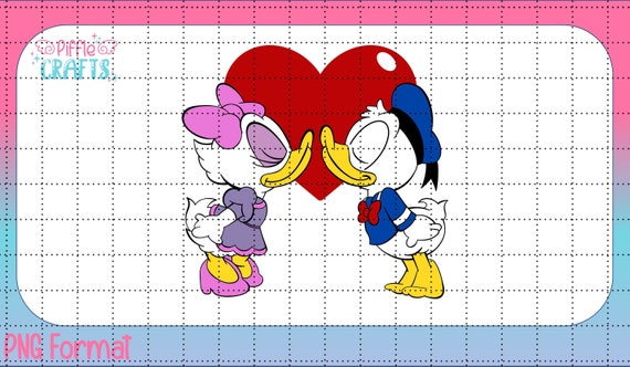 ドナルドとデイジーのちびキス 高品質 PNG カラー & アウトライン