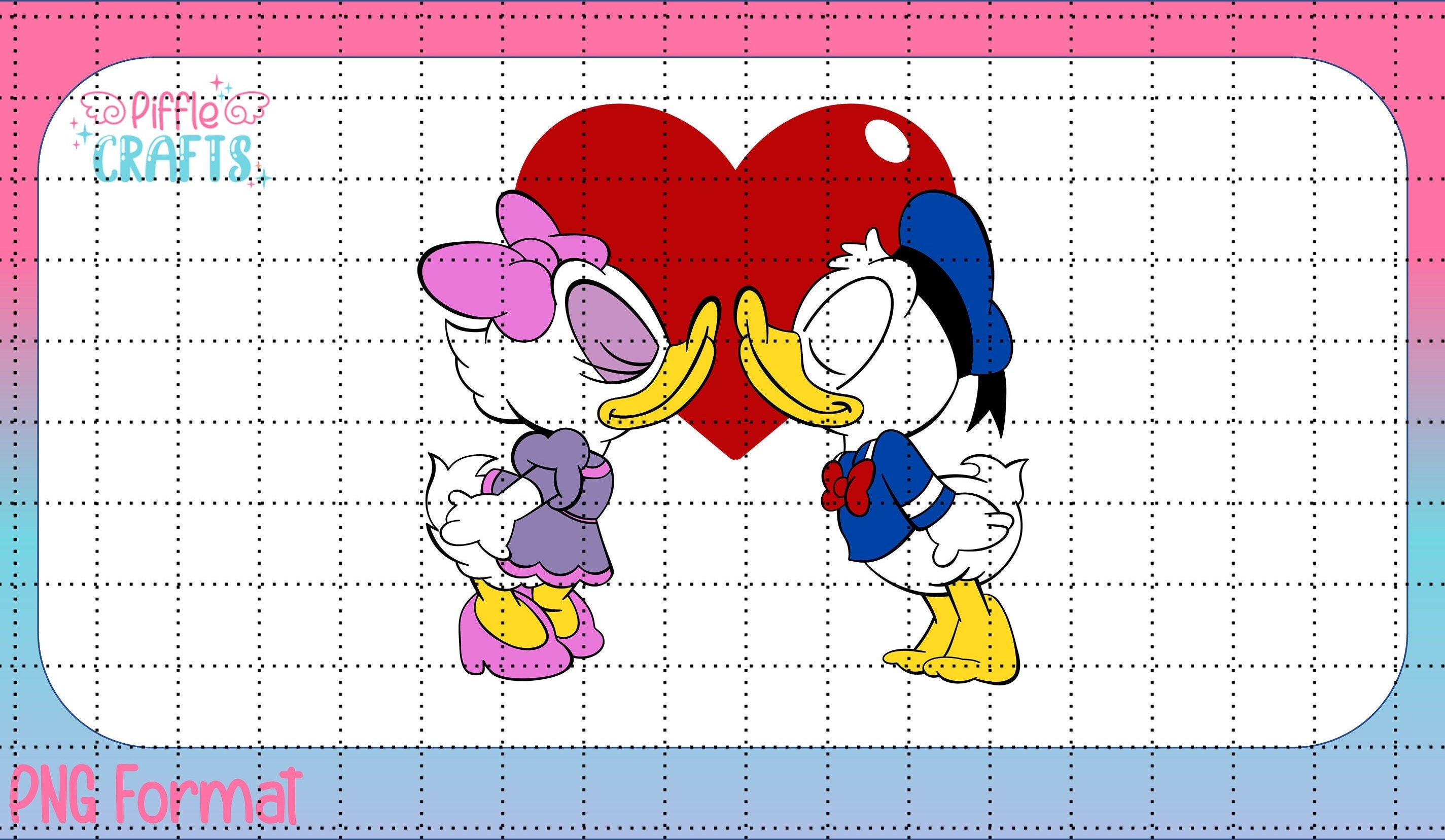 ドナルドとデイジーのちびキス 高品質 PNG カラー & アウトライン 