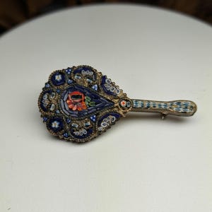 Vintage Italian Micro Mosaic Lute Pin