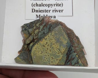 Rainbow Calcite with Iridescent Chalcopyrite, Dniester River, Moldova, 1.75"x1.3"