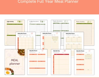 Meal Planner, Full Year Meal Planner, Thanksgiving Meal Plan, Christmas Meal Plan, Food Journal, Conversion Chart, Save Time and Money