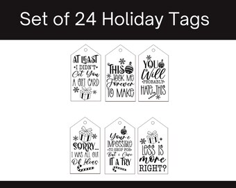 Humorous Black and White Holiday Gift Tags, Funny Christmas Gift Tags, Printable Black and White Christmas Gift Tags, Funny Gift Tags