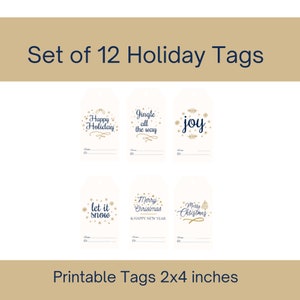 Blue and Gold Christmas Gift Tags, Holiday Gift Tags, Blue and Gold Tags