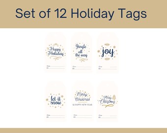 Blue and Gold Christmas Gift Tags, Holiday Gift Tags, Blue and Gold Tags