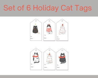 Mischievous Christmas Cat Tags, Cat Gift Tags, Holiday Cat Gift Tags, Cute Cat Gift Tags, Christmas Tags for Cat Lover