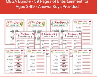 MEGA Bundle Printable Christmas Activities and Games, Printable Christmas Games, I Spy, Scavenger Hunt, Scattergories For All Ages 3-99