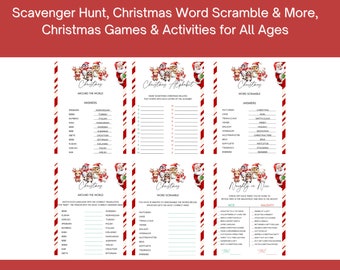 Christmas Party Games for All Ages, Printable Games, Would You Rather, Elf Name, Entertaining Games, Christmas Party Entertainment 11 pages