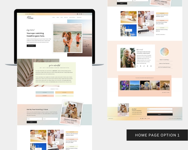 Gleam Theme Home Page - A Feminine Kadence Child Theme for Wordpress