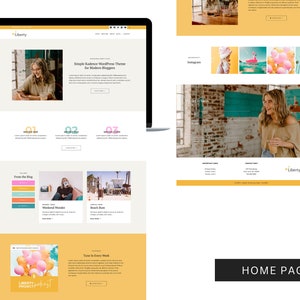Liberty Wordpress Theme - Fully Customizable Website Template - Simple 4 Page Wordpress Blog - Bright & Colorful Aesthetic Responsive Design