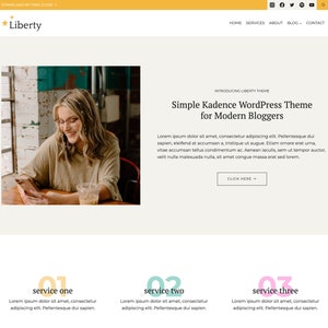 Liberty Wordpress Theme Fully Customizable Website Template Simple 4 Page Wordpress Blog Bright & Colorful Aesthetic Responsive Design image 2
