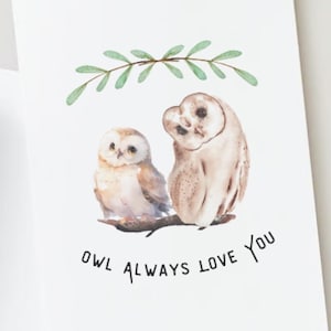Afdrukbare I Love You-kaart / Owl Always Love You / Direct downloaden / Onbeperkt aantal afdrukken / Ideaal voor jubileum, verjaardag, enz.