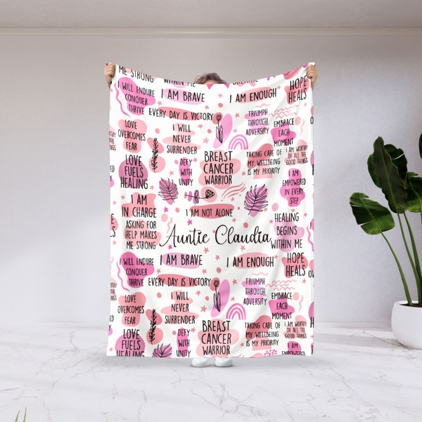 Cancer Survivor Gift Breast Cancer Gift for Best Friend Female Blanket and Throw Gift for Mom's Birthday Personalized Aunt Gift for Birthday