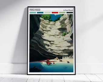 Affiche Porco Rosso, impression Studio Ghibli, affiche Studio Ghibli, impression Porco Rosso, affiche d'anime, film de Hayao Miyazaki, oeuvre d'art murale voyage à Chihiro