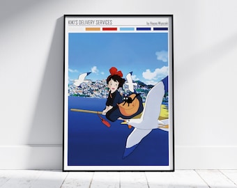 Kiki's Delivery Service Print, Studio Ghibli Anime Poster, Miyazaki Art