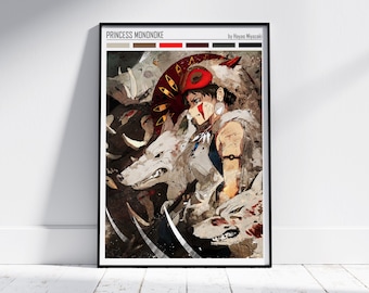 Poster della Principessa Mononoke, arte murale anime dello Studio Ghibli