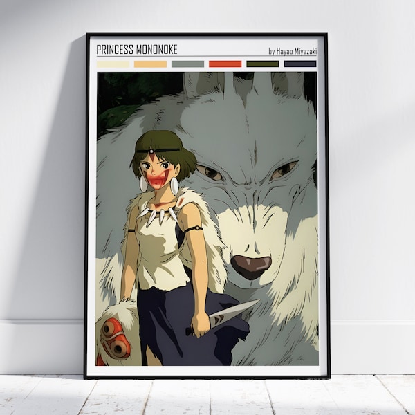 Affiche princesse Mononoké, affiche Studio Ghibli, impression Studio Ghibli, art mural affiche d'anime, Hayao Miyazaki, art mural princesse Mononoké